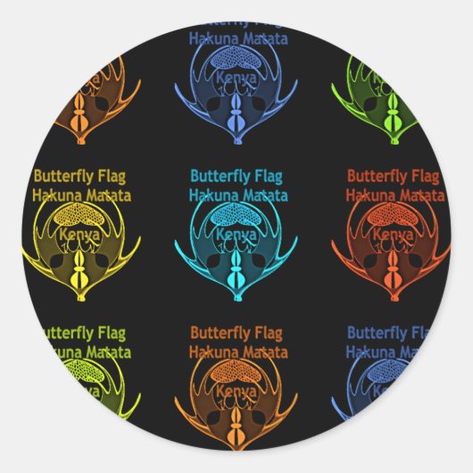 Sticker Rond Magnifique typographie du drapeau papillon kenyan (Devant)