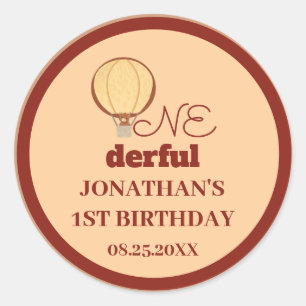 Sticker Rond Magnifique YAK Montgolfière 1er Anniversaire