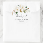 Sticker Rond Magnolia à fleurs blanches, vert favorable (Sac)