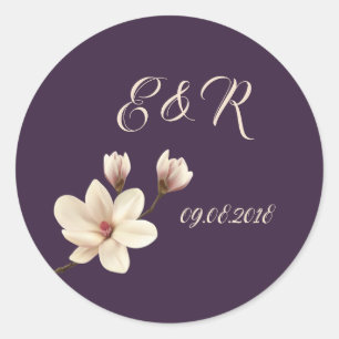 Sticker Rond Magnolia Chic Élégant de Mariage