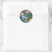 Sticker Rond Magnolia en floraison sur bleu (Sac)