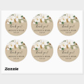 Sticker Rond Magnolia floral blanc vert kraft faveur (Feuille)