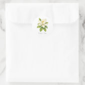 Sticker Rond Magnolia Flower Custom Wedding Monogram  (Sac)