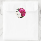 Sticker Rond Magnolia peint sur noir | Mariage de monogramme (Sac)