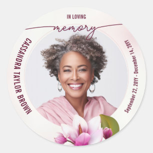 Sticker Rond Magnolia Pink Floral Memorial