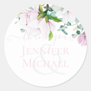 Sticker Rond Magnolia rose pâle Mariage