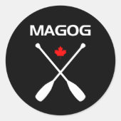 Sticker Rond Magog Canada Chevalier traversé Oars Maple Leaf Da (Devant)