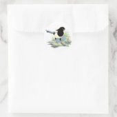 Sticker Rond Magpie - Aquarelle Oiseau (Sac)