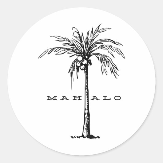 Sticker Rond Mahalo Hawaii De L'Île. Sentez L'Épir Aloha (Devant)
