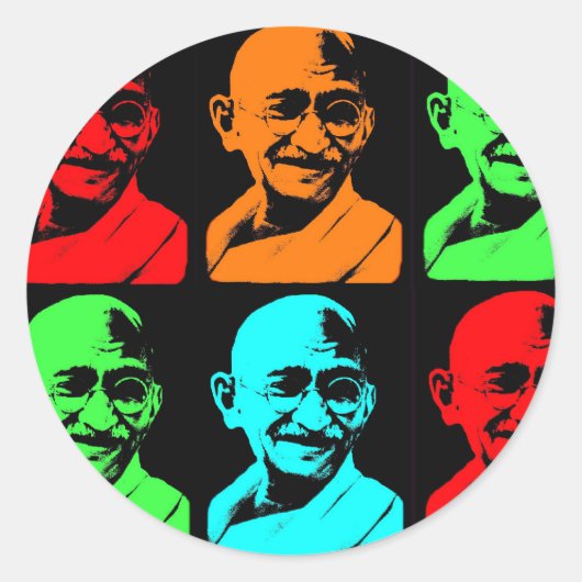 Sticker Rond Mahatma Gandhi Collage (Devant)