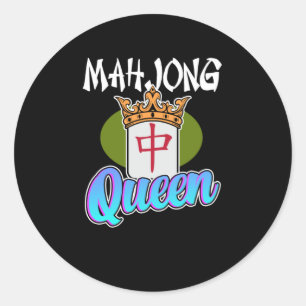 Sticker Rond Mahjong Queen Jeu Mahjong Joueur Jeux Graphique
