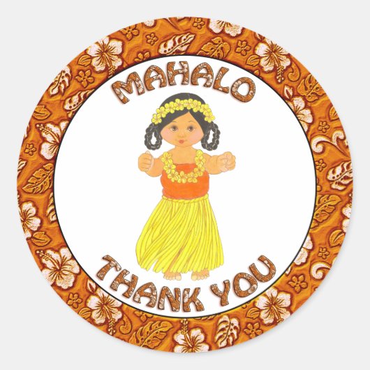 Sticker Rond Mahola Merci ~ Hawaii ~ Autocollantes hawaïennes (Devant)