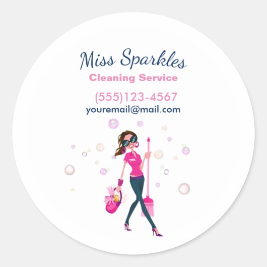 Sticker Rond Maid Maid tendance à la maison (Devant)