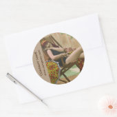 Sticker Rond maillot de bain rétro salon de beauté (Enveloppe)