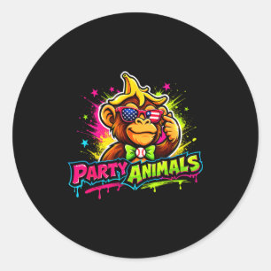 Sticker Rond Maillot de baseball Party animals