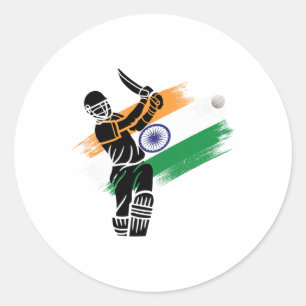 Sticker Rond Maillot de cricket d'Inde Équipe de cricket indien