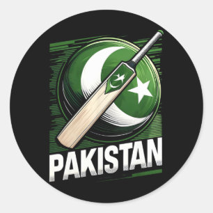 Sticker Rond Maillot de cricket pakistanais Drapeau de cricket 
