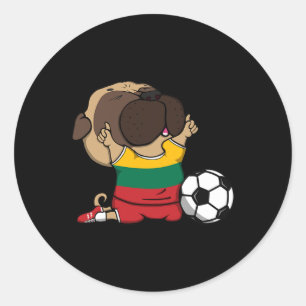 Sticker Rond Maillot de fans de football Pug Lituanie Footll li