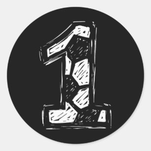 Sticker Rond Maillot de foot Numéro 1 Croquis de foot Byll Styl