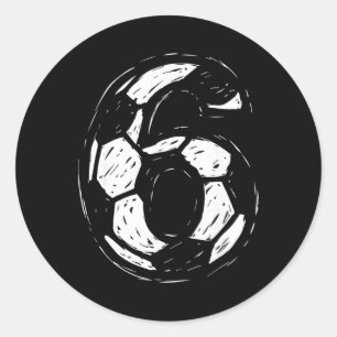 Sticker Rond Maillot de foot numéro 6 croqué style Byll