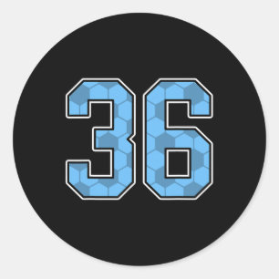 Sticker Rond Maillot de footballeur à motif bleu numéro 36 unif
