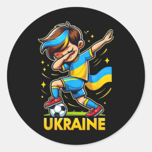 Sticker Rond Maillot de footbyll pour enfants Dabbing Ukraina a