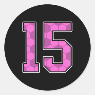 Sticker Rond Maillot de joueur de football rose motif numéro 15