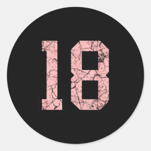 Sticker Rond Maillot de joueur rose et noir numéro 18 uniforme