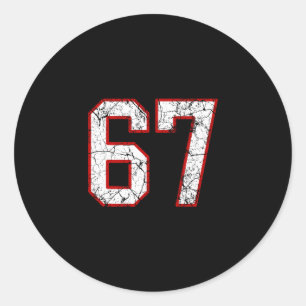 Sticker Rond Maillot de sport blanc et rouge numéro 67 uniforme