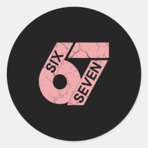 Sticker Rond Maillot Joueur Numéro 67 Rose Et Blanc Uniforme #6