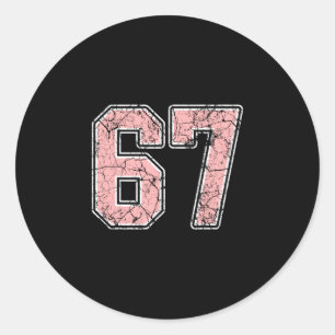 Sticker Rond Maillot Joueur Numéro 67 Rose Et Blanc Uniforme #6