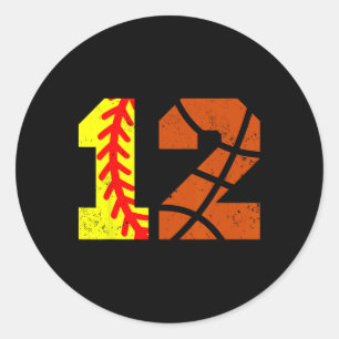 Sticker Rond Maillot Softll Sketll Numéro 12 Drôle de 12e Anniv