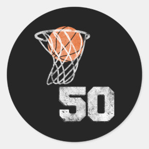 Sticker Rond Maillot Vintage Sketll Numéro 50 Numéro de Joueur