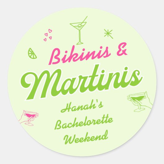 Sticker Rond Maillots et Martinis Soirée Bach (Devant)