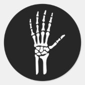 Sticker Rond Main blanche squelette blanche simple Halloween (Devant)