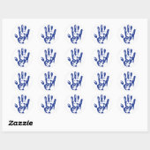 Sticker Rond Main bleue (Feuille)
