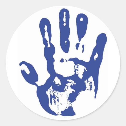 Sticker Rond Main bleue (Devant)