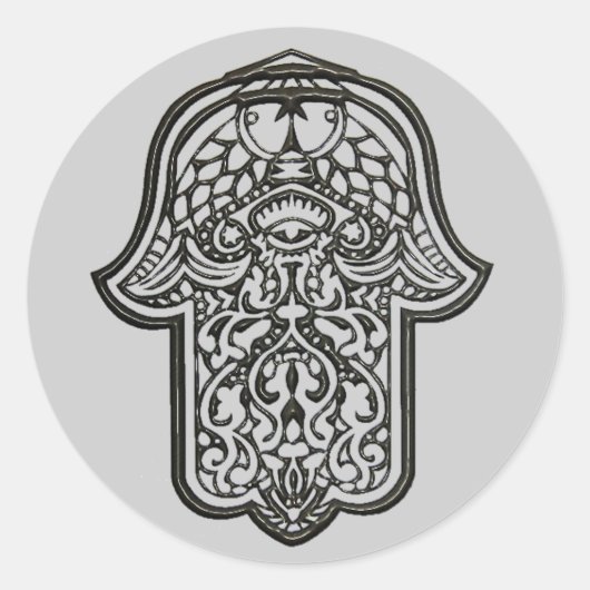 Sticker Rond Main de henné de Hamsa (Original) (Devant)