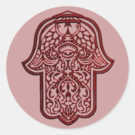 Sticker Rond Main de henné de Hamsa (Rouge) (Devant)