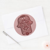 Sticker Rond Main de henné de Hamsa (Rouge) (Enveloppe)