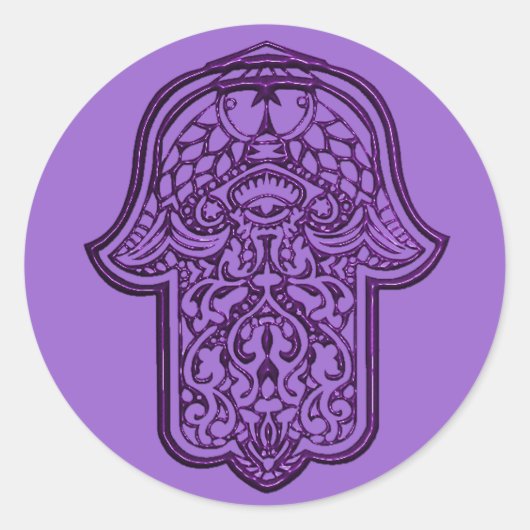 Sticker Rond Main de henné de Hamsa (violet) (Devant)