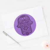Sticker Rond Main de henné de Hamsa (violet) (Enveloppe)
