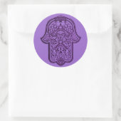 Sticker Rond Main de henné de Hamsa (violet) (Sac)