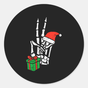 Sticker Rond Main de squelette de Noël Paix Cket Xmas Hommes Fe