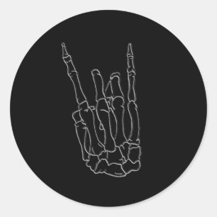 Sticker Rond Main de squelette Rock Star Fête d'anniversaire no