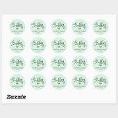 Sticker Rond MAIN D'OR Moderne Vert LE MARIAGE Des Phoques (Feuille)