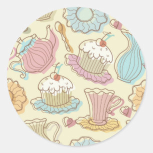 Sticker Rond Main Drawing Dishes Silhouettes