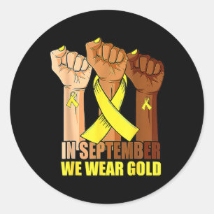 Sticker Rond Main En Septembre Nous Portons Or Enfance Cancer R