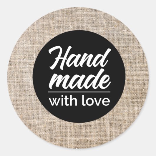 Sticker Rond Main faite avec amour (Devant)