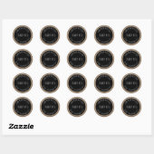 Sticker Rond Main faite avec amour Merci Kraft noir (Feuille)